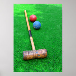 Affiche Matériel de croquet sur gazon artificiel