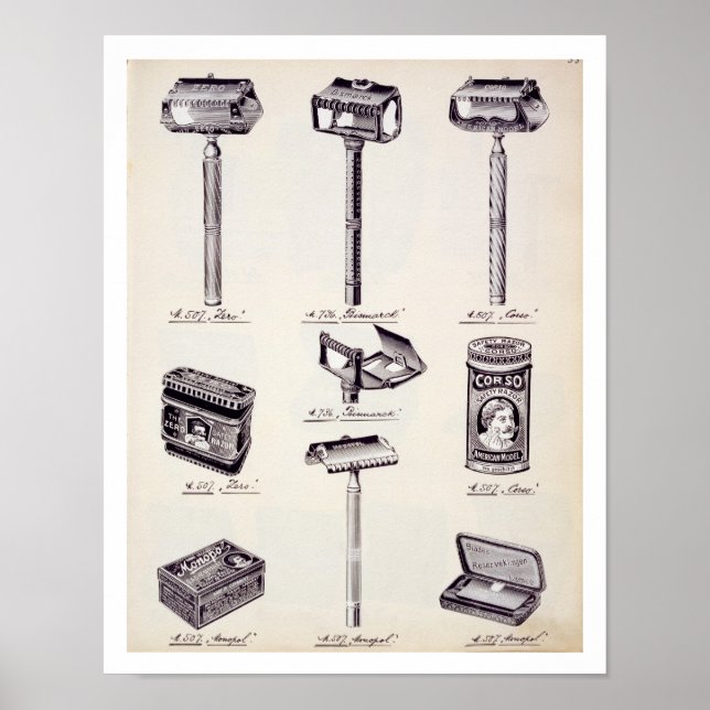 Affiche Matériel de rasage pour hommes, tiré d'un catalogu (Devant)