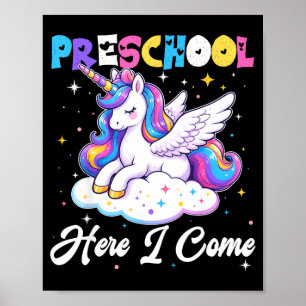 Affiche Maternelle me voici licorne rentrée scolaire fille