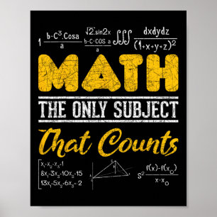 Affiche Math Amusant Math Geek Math Le Seul Sujet Qui Comp
