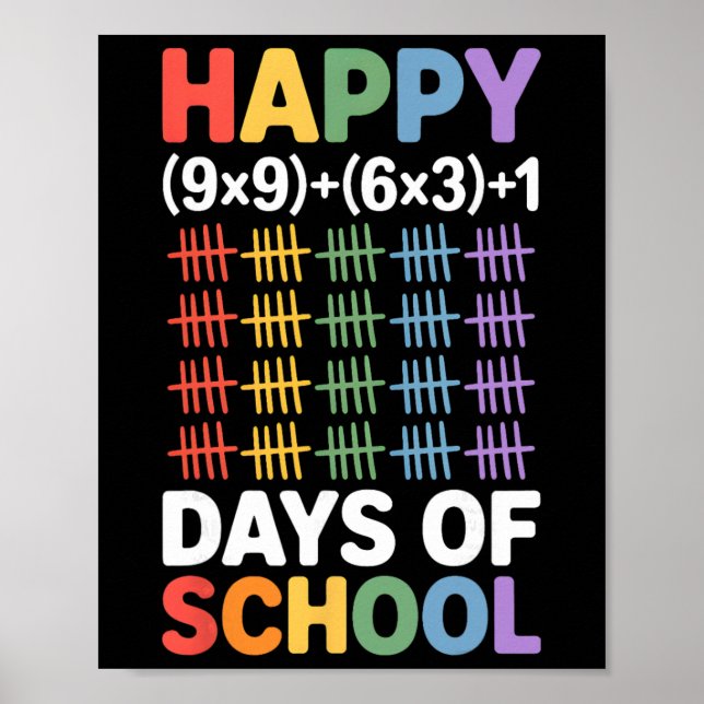 Affiche Math Formula 100 Days Of School Funny Math Teacher (Devant)