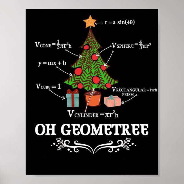 Affiche Math Geometry Arbre de Noël Geometree Enseignant (Devant)