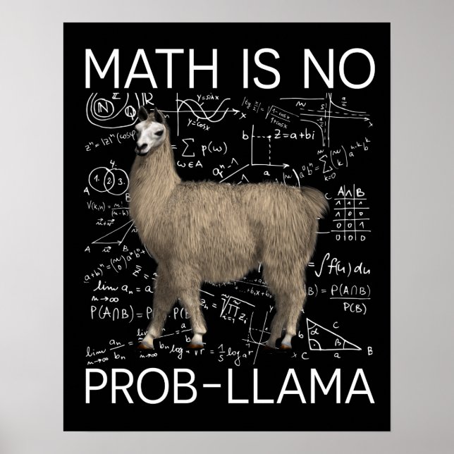 Affiche Math is No Prob-Llama - Professeur de Math Llama (Devant)