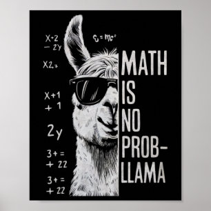 Affiche Math N'est Pas Un Problème Drôle Llama Homme Femme