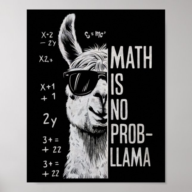 Affiche Math N'est Pas Un Problème Drôle Llama Homme Femme (Devant)