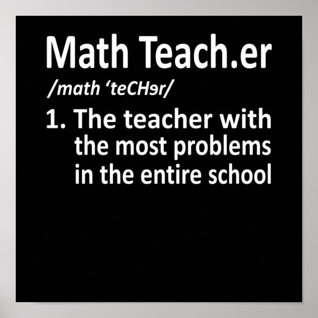 Affiche Math Teacher Definition Mathematics Maths Student (Devant)