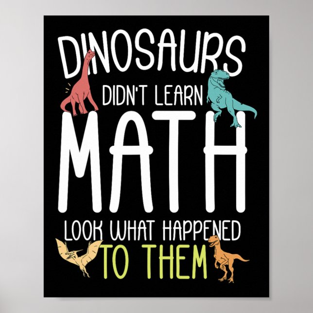 Affiche Math Teacher Dinosaurs Didn't Learn Math Funny Mat (Devant)