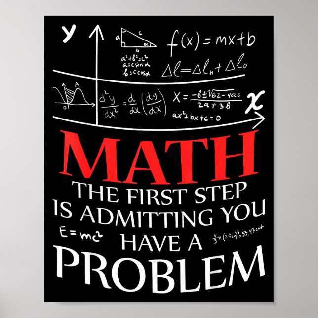 Affiche Math The First Step Is Admitting You Have A Proble (Devant)