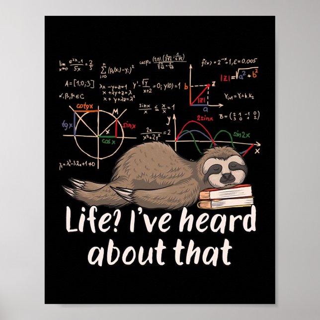 Affiche Mathématicien Sloth Cartoon Math Funny Math (Devant)