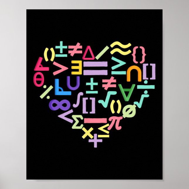 Affiche Mathematics Symbols Heart Fun Valentines Day Math  (Devant)