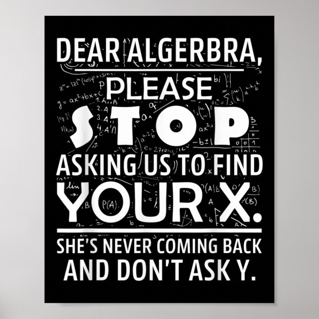 Affiche Mathématiques amusantes pour les amateurs de mathé (Devant)
