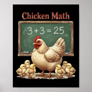 Affiche Mathématiques de poulet Drôle de poule Équation de