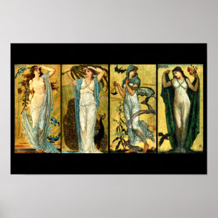 Affiche Matin, Midi, Soir, Nuit par Walter Crane 1891