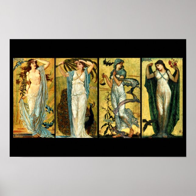 Affiche Matin, Midi, Soir, Nuit par Walter Crane 1891 (Devant)