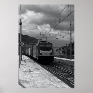 Affiche Matin nuageux sur le fret : Scène du chemin de fer