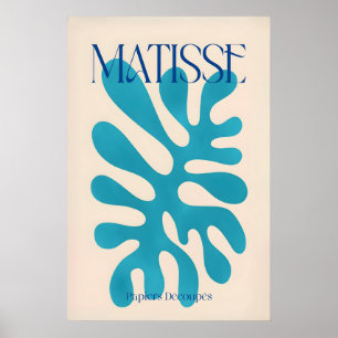 Affiche Matisse Cyan Blue Forme Abstraite Papiers Découpés