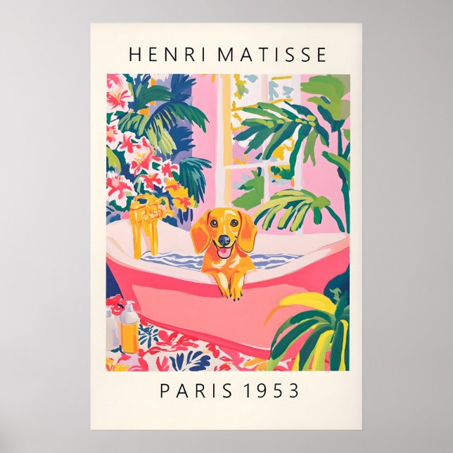 Affiche Matisse Dachshund Art Print Funny Bathroom (Devant)