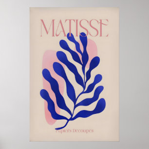 Affiche Matisse feuille bleue abstraite Papiers Découpés m