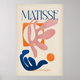 Affiche Matisse Papiers Découpés Art Abstrait Rose Bleu