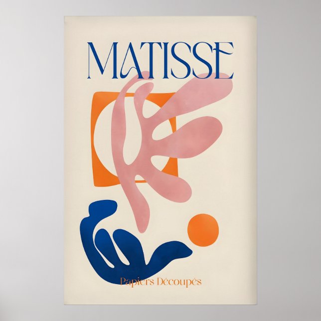 Affiche Matisse Papiers Découpés Art Abstrait Rose Bleu (Devant)