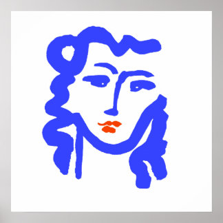 Affiche Matisse Style Blue Face Girl