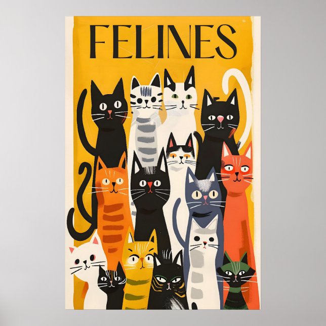 Affiche Matisse Style Cat Art Print Colorful Feline (Devant)