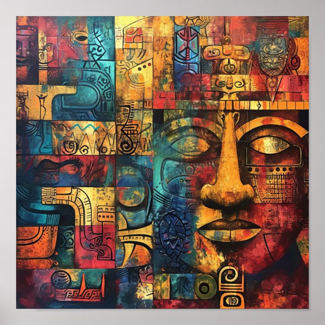 Affiche Matrice maya : Echos géométriques (Devant)