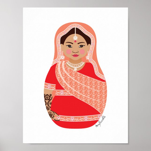 Affiche Matryoshka indienne (rouge) (Devant)