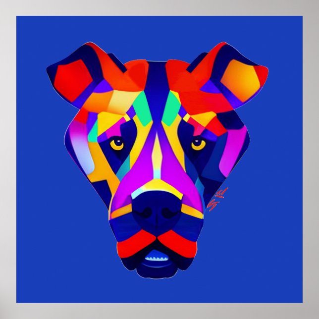 Affiche matte bleu de la chienne d'Alexandre (Devant)