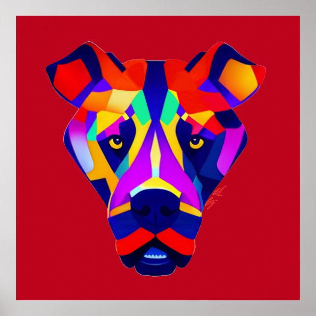 Affiche matte rouge du chien d'Alexandre (Devant)