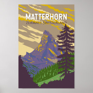 Affiche Matterhorn Suisse Travel Art Vintage