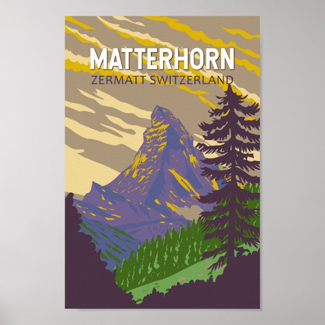 Affiche Matterhorn Suisse Travel Art Vintage (Devant)