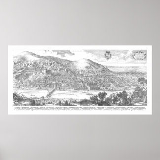Affiche Matthäus Merian : Heidelberg-Panorama von 1620
