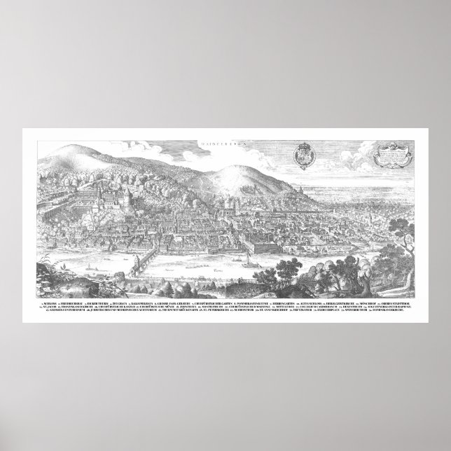 Affiche Matthäus Merian : Heidelberg-Panorama von 1620 (Devant)