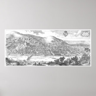 Affiche Matthäus Merian : Heidelberg-Panorama von 1620
