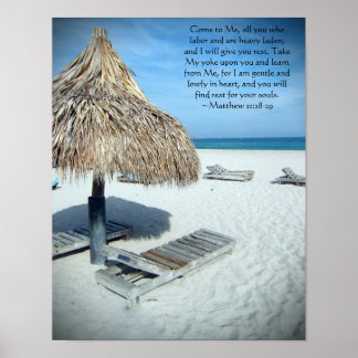 Affiche Matthew 11 Plage Pittoresque Bible chrétienne Art