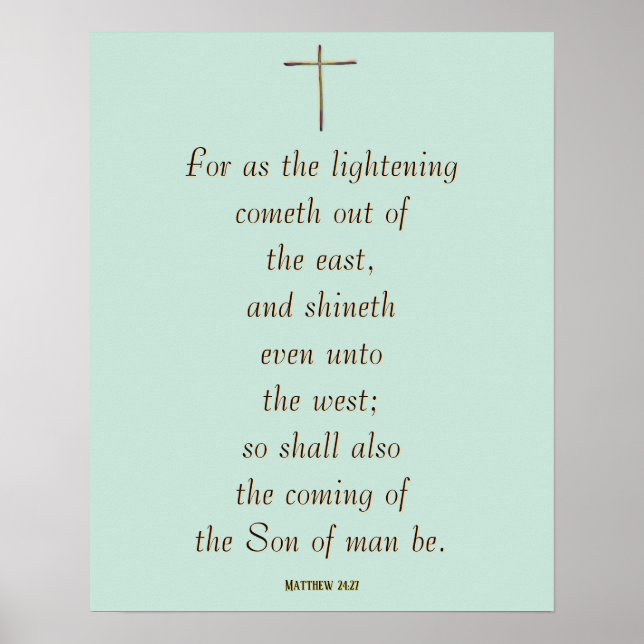 Affiche MATTHEW 24:27 « Car comme l'éclair vient… » (Devant)