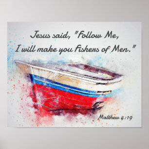 Affiche Matthew 4:19 Jesus said Follow Me Bible Verse 