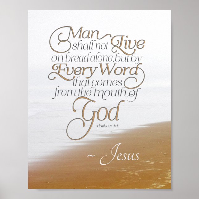 Affiche Matthew 4:4 On shall not live on bread alone (Devant)