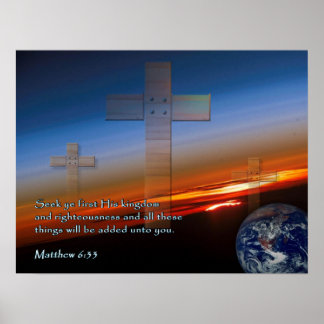 Affiche Matthew 6:33 Sunset Crosses