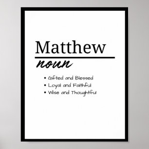 Affiche Matthew, Garçon Nom Personnalisé Définition