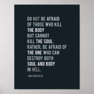 Affiche Matthieu 10:28 Bible chrétienne Verse Typographie