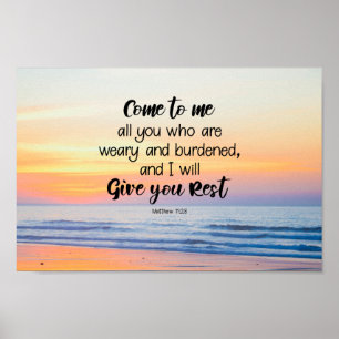 Affiche Matthieu 11:28 Venez à moi tous qui sont fatigués
