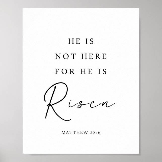 Affiche Matthieu 28:6 Il est ressuscité, Pâques chrétien (Devant)