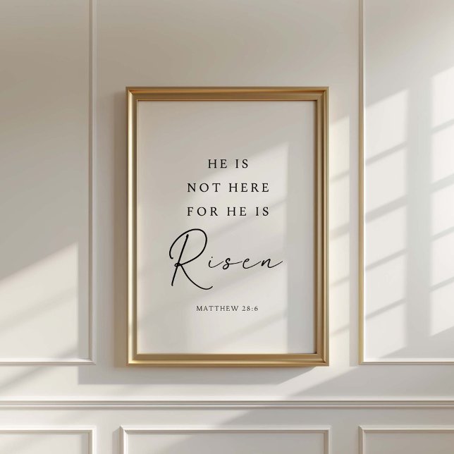 Affiche Matthieu 28:6 Il est ressuscité, Pâques chrétienne (Créateur téléchargé)