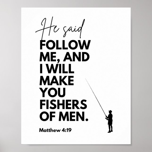 Affiche Matthieu 4:19 Pêcheurs d'hommes Verset biblique Su (Devant)