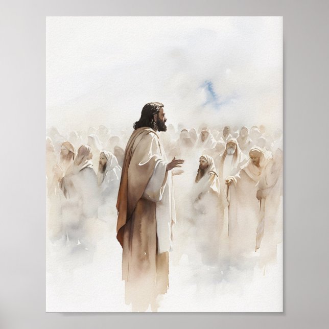 Affiche Matthieu 5-7 Aquarelle Art Imprimer (Devant)