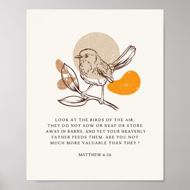 Affiche Matthieu 6:26 Regardez les oiseaux de l'air (Devant)