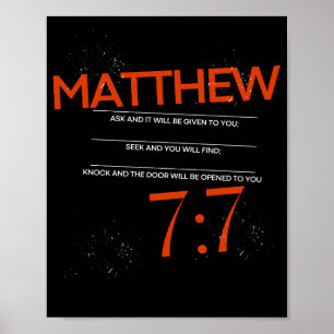 Affiche Matthieu 7:7 Poser, Chercher, Knock Scripture Art
