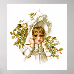 Affiche Maud Humphrey : Fille d'automne avec le houx